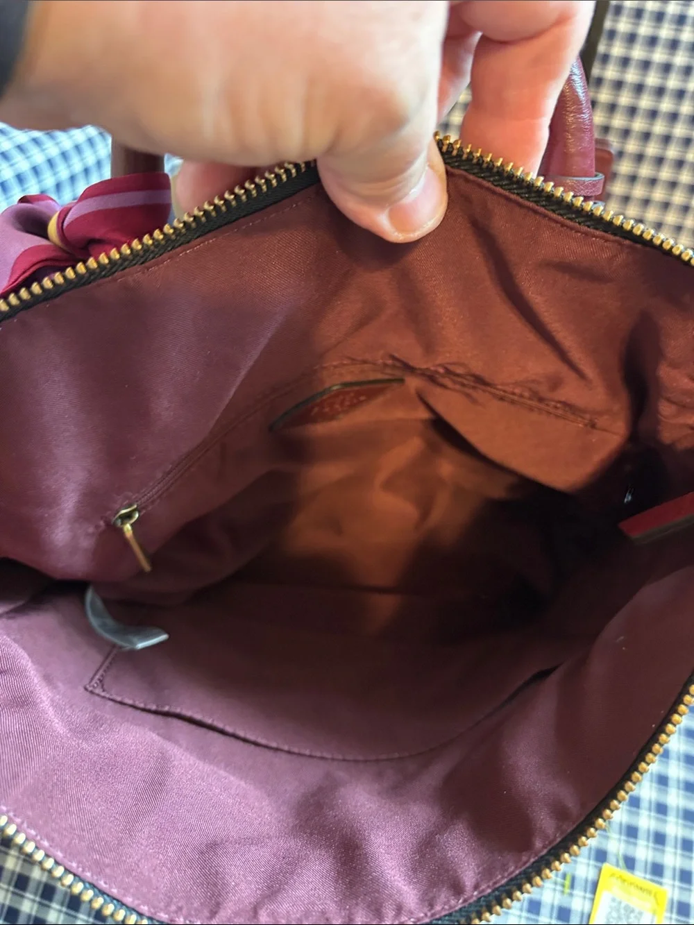 Fossil Patchwork Leather Tote Bag with silk Scarf  and wallet
